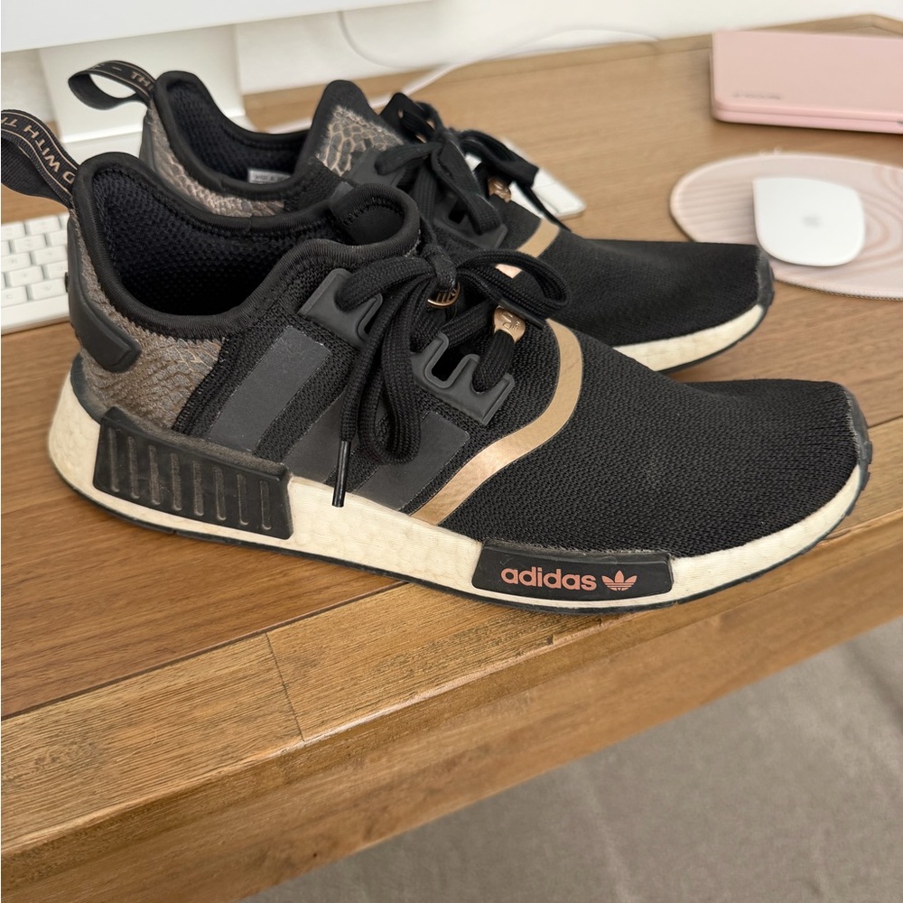 Adidas Black and Gold Athletic Shoes